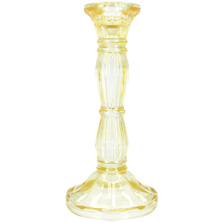 Pastel Yellow Glass Candlestick Medium