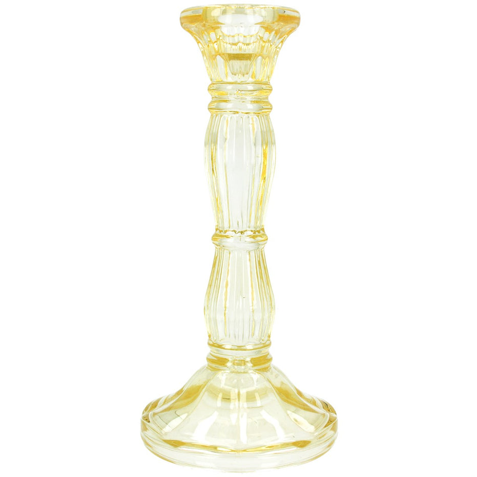 Pastel Yellow Glass Candlestick Medium