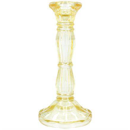 Pastel Yellow Glass Candlestick Medium