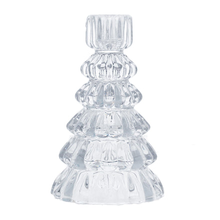 Clear Glass Tree Shaped Candle Holder
