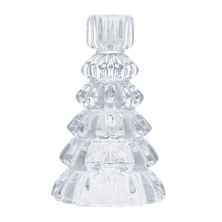Clear Glass Tree Shaped Candle Holder