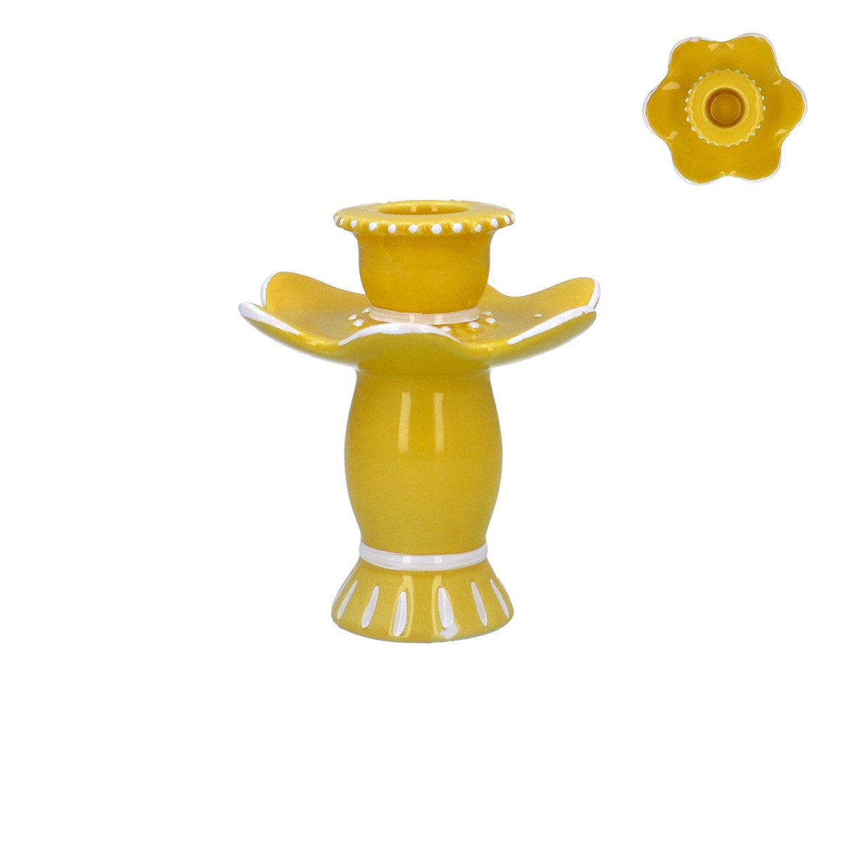 Yellow Ceramic Fiesta Candle Holder