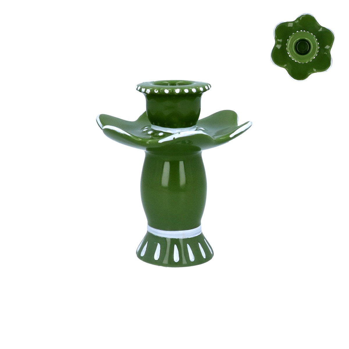 Dark Green Ceramic Fiesta Candle Holder