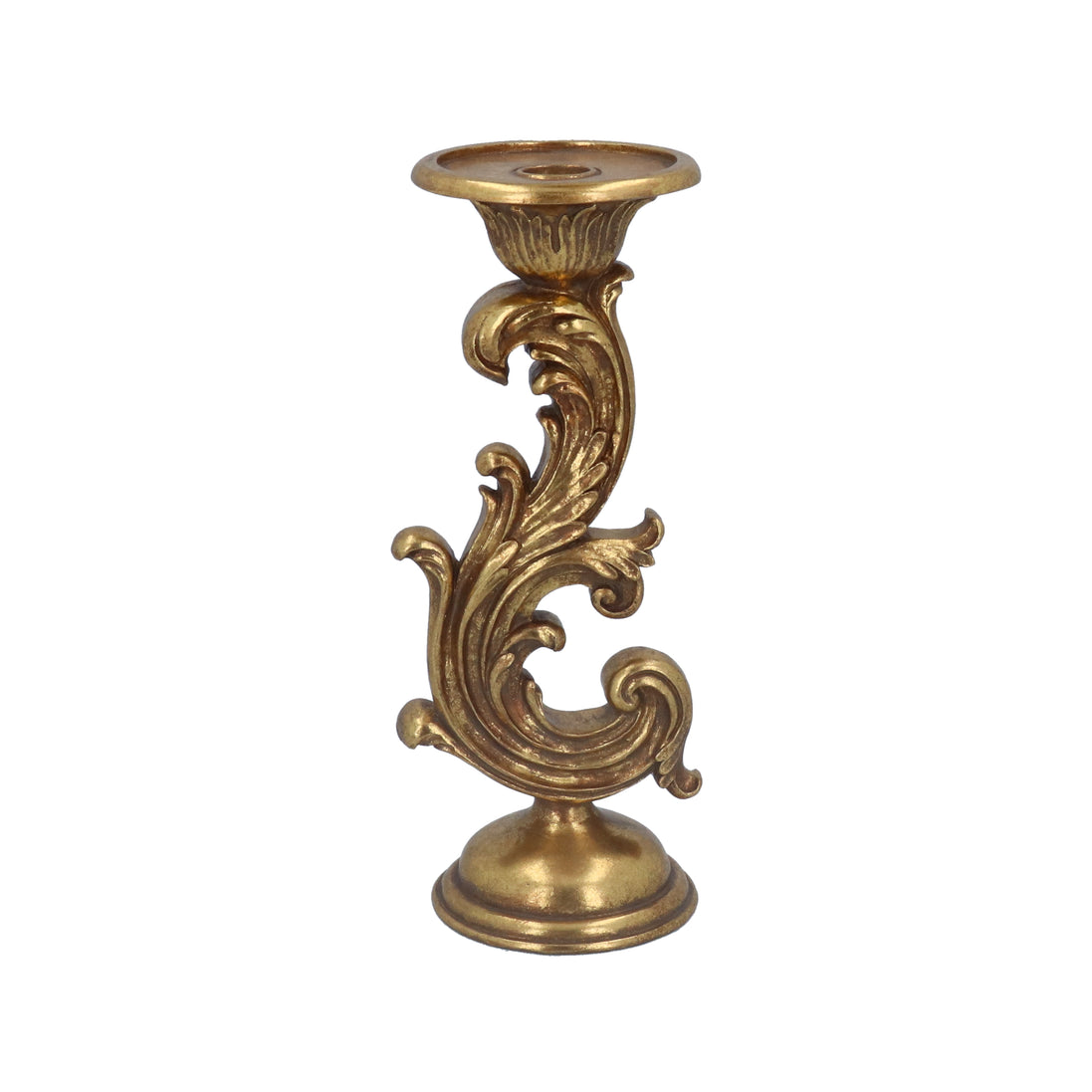 Gold Resin Scroll Single Candlestick