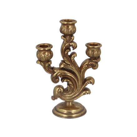 Gold Resin Scroll Three Arm Candlestick