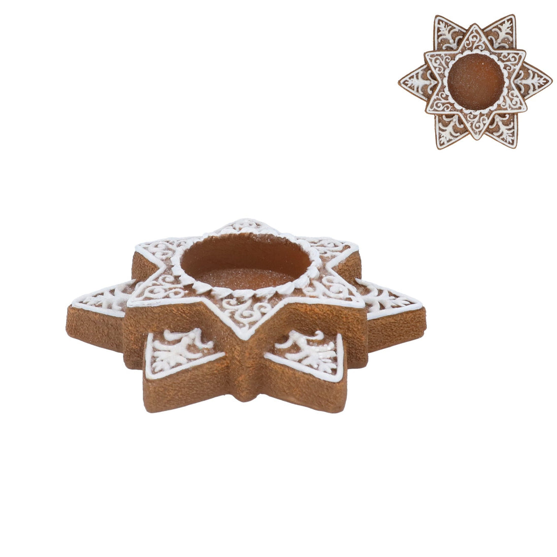 Resin White Iced Gingerbread Star Tealight holder