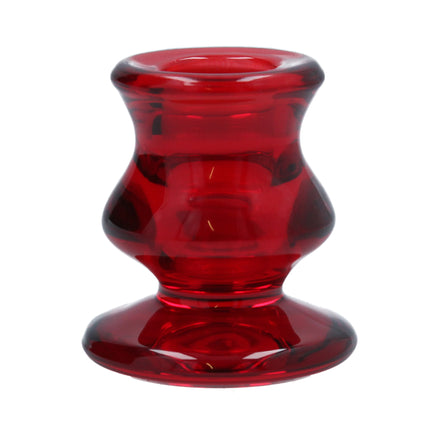 Red Glass Short Candlestick