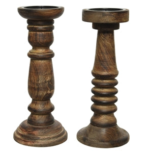 Mango Wood Candlesticks (2 Assorted)