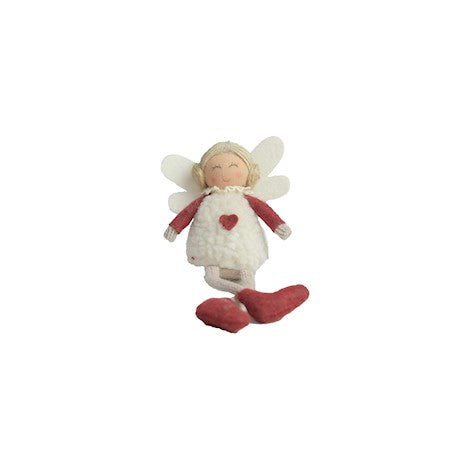 Shelf Sitting White & Red Angel – 17cm