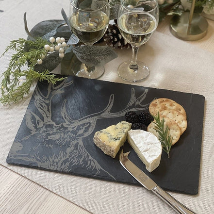 Stag Slate Cheese Board and Knife Gift Set