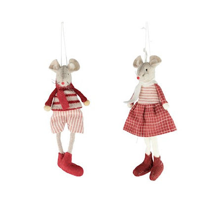 Hanging Red Striped Mouse Decoration