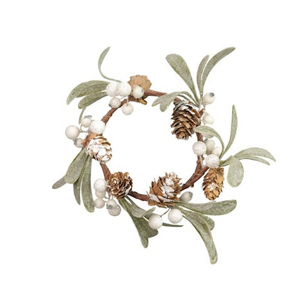 Pinecone & White Berry Candle Ring – 8.5cm
