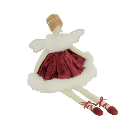 Sitting Red Velvet Angel Decoration