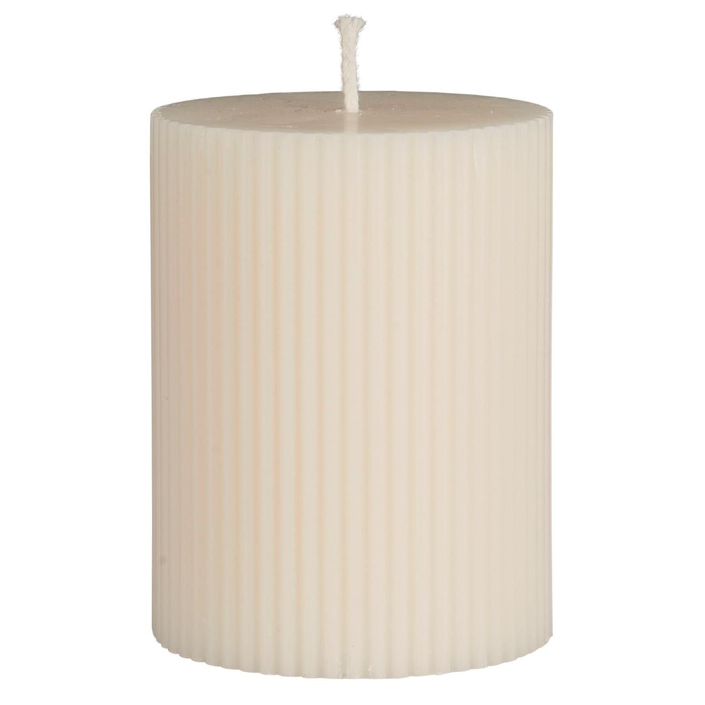Pillar candle grooved paraffin white