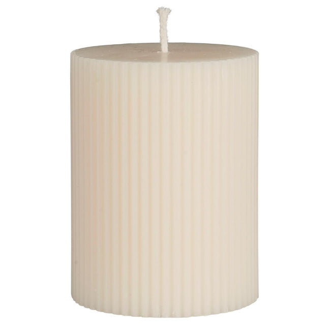 Pillar candle grooved paraffin white