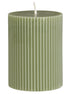 Pillar candle grooved paraffin dusty green