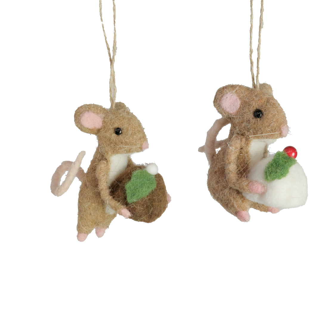 Hanging Fabric Mouse with Christmas Pudding – (2 Assorted)