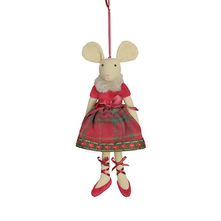 Hanging Tartan Mouse Decoration