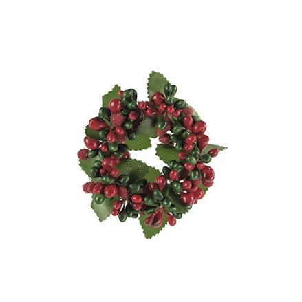 Red & Dark Green Berrybud Candle Ring – Small