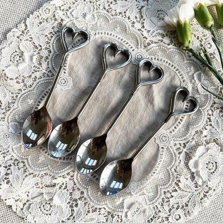 Set of Four Love Heart Spoons