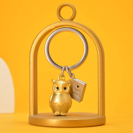 Gold Owl & Book Keyring