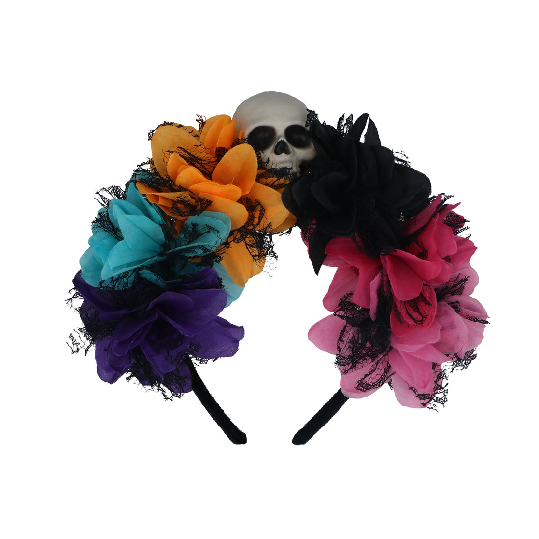 Fabric Flower Hairband with Skull