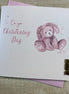 Pink Bunny Christening Card