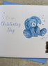 Blue Bunny Christening Card