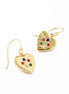 Gold Heart Gem Studded Hook Earrings