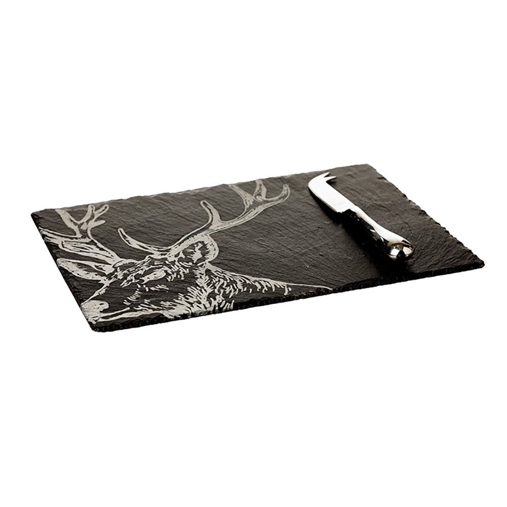 Stag Slate Cheese Board and Knife Gift Set