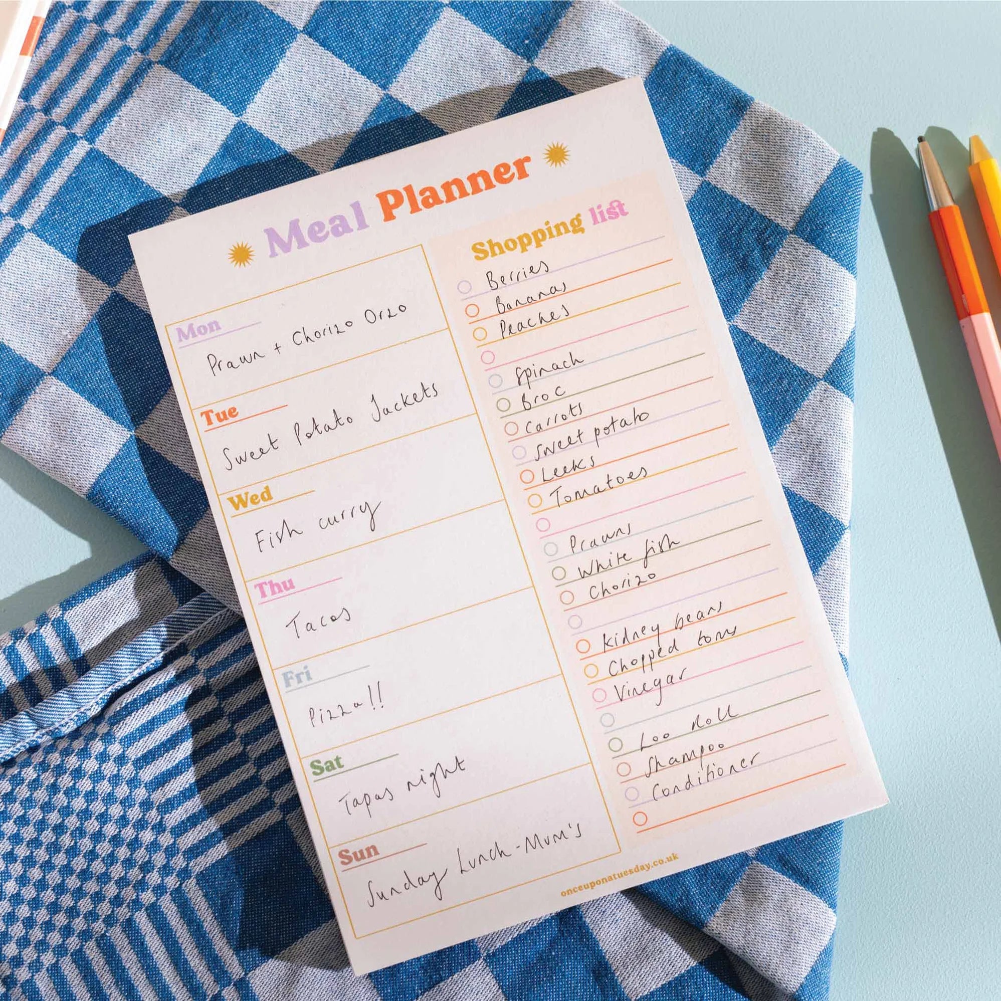 A5 Colourful Meal Planner & Shopping List