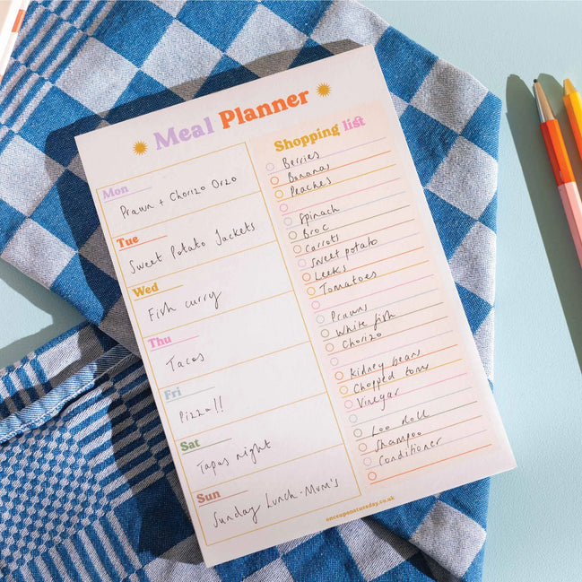 A5 Colourful Meal Planner & Shopping List