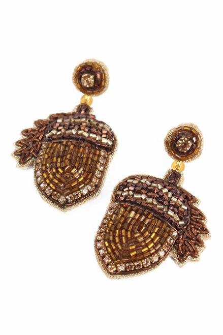 Acorn Beaded Drops - Earrings