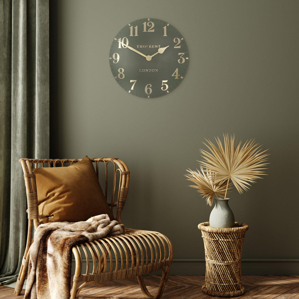 20 Inch Arabic Lichen Green Wall Clock