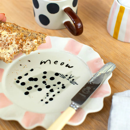 Meow Dotty Cat Plate