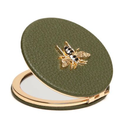 Olive  Round Compact Pocket Mirror