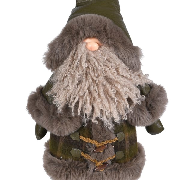 Gnome figurine with plaid coat and beard on a white background