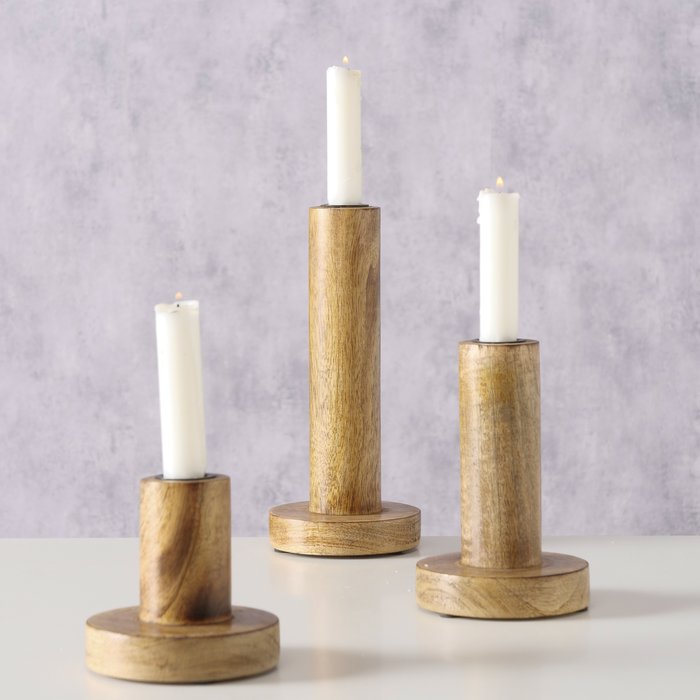 Large Mangowood Candle Holder – 22cm