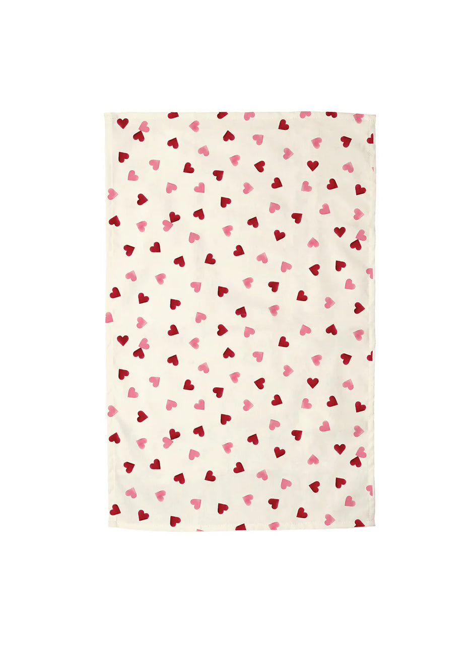 Pink Hearts Double Oven Glove and Tea Towel
