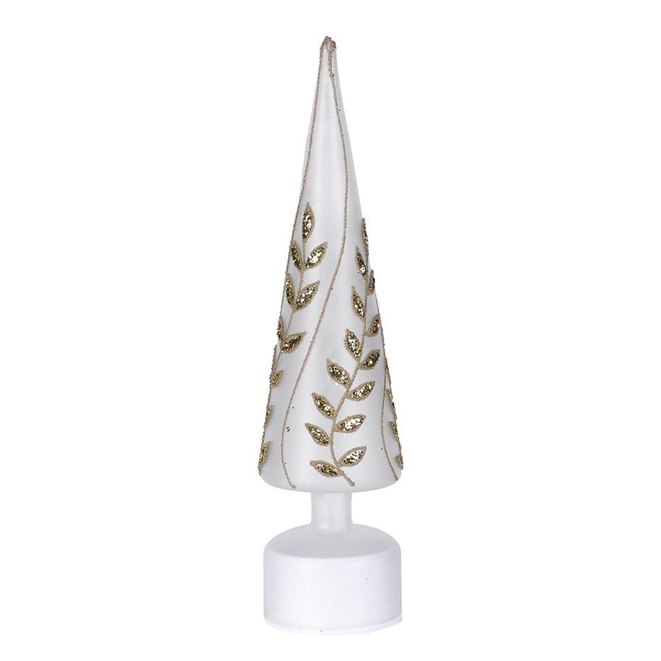 Silver Laurel Lit Rotating Tree