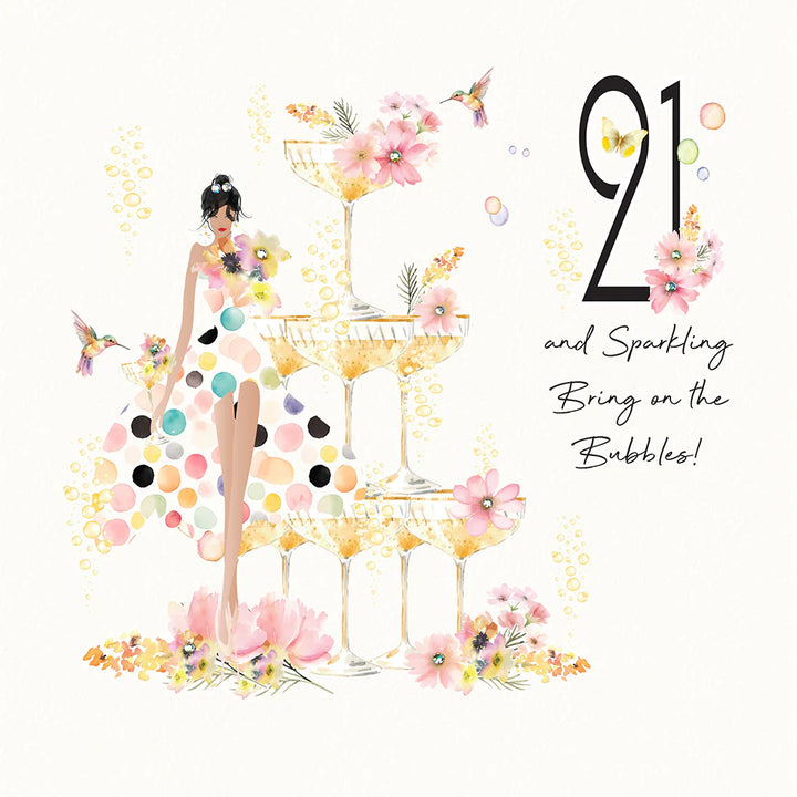 21 and Sparkling - Bring on the Bubbles Card