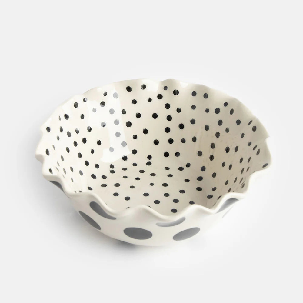 Mono Dots Large Frilly Bowl