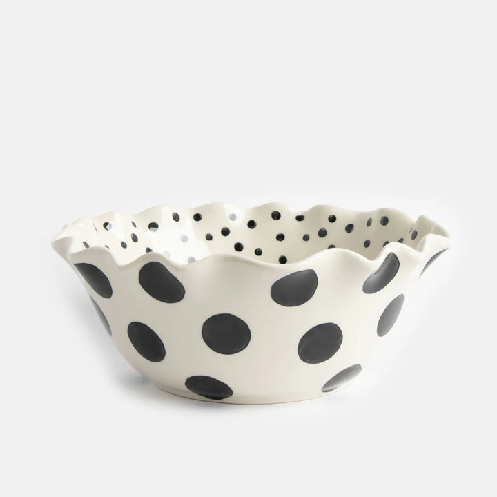 Mono Dots Large Frilly Bowl
