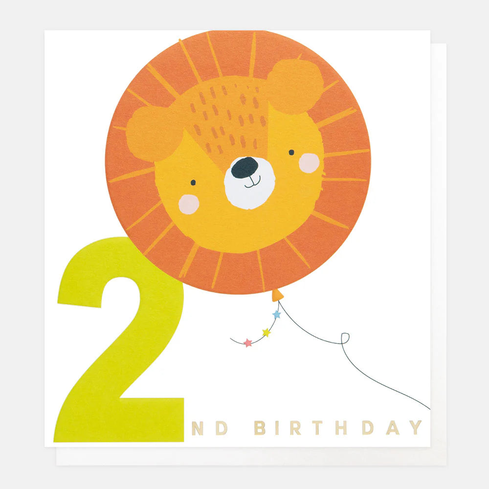 2nd Birthday Lion Balloon Birthday Card