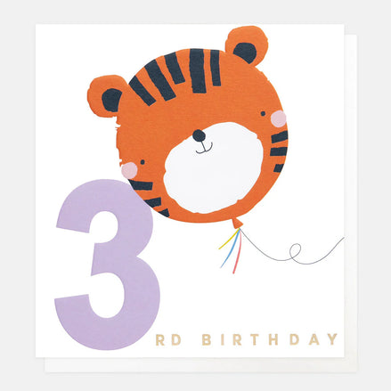 3rd Birthday Tiger Balloon Birthday Card
