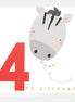 4th Birthday Zebra Balloon Birthday Card