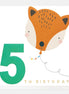 5th Birthday Fox Balloon Birthday Card