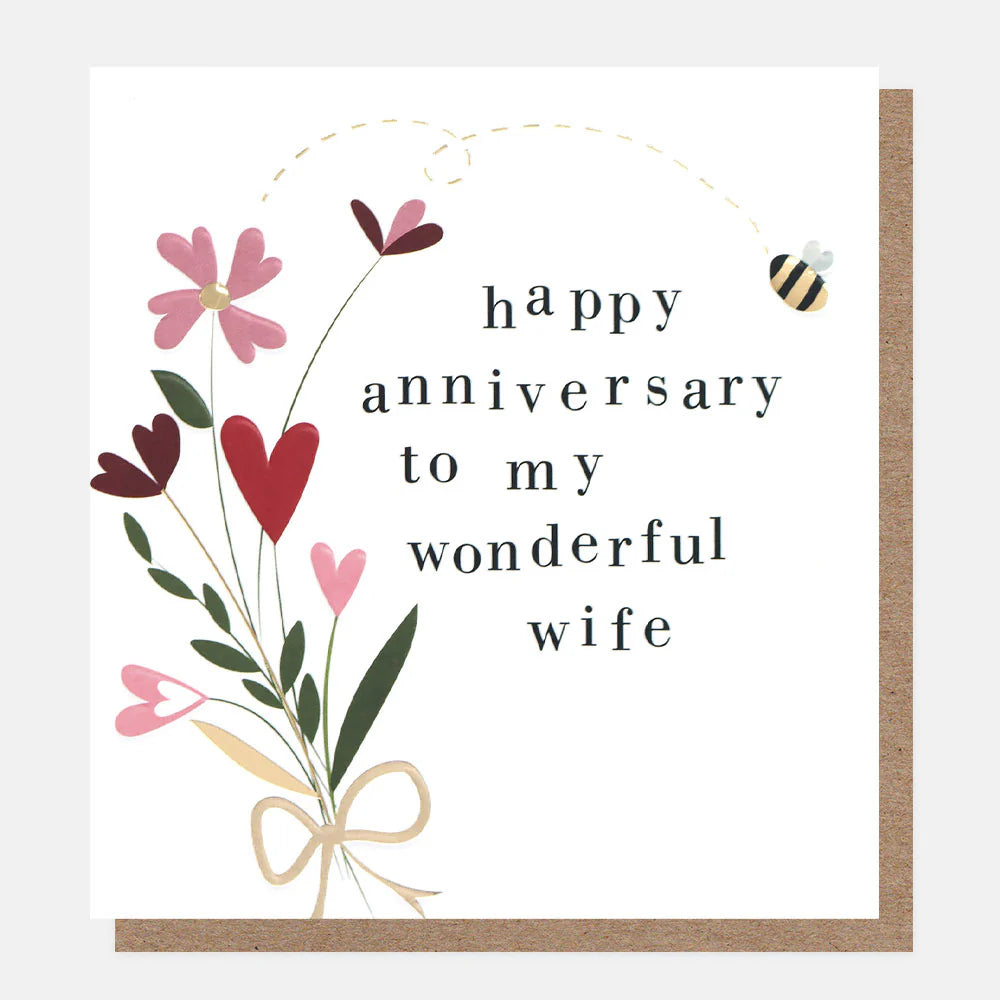 Happy Anniversary Wonderful Wife Flowers card