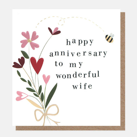 Happy Anniversary Wonderful Wife Flowers card