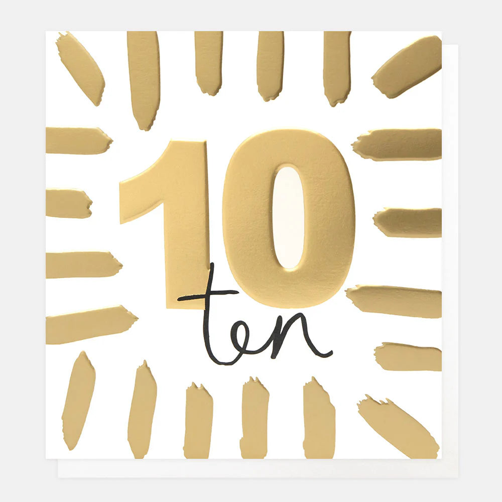 Gold 'Ten' Birthday Card